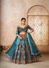 Kf-31- Blue Banarasi Silk Embroidered Lahenga For Wedding Wholesale In India